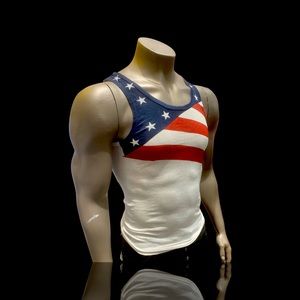 USA tank top 100% cotton. Permanent spray painted.